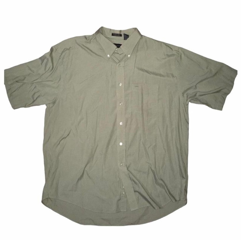 Van Heusen Men's Green and White Shirt